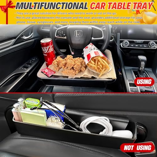 2-in-1 Steering Wheel Desk - Steering Wheel Tray Table with Seat Gap Filler Organizer | Car Food Tray for Driver | Car Desk for Laptop & Eating - Work Road Trip Essentials Accessories - style: Steering Wheel Tray