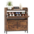 HOMCOM Shoe Storage Cabinet with 2 Flip Drawers, Legs, Farmhouse Freestanding Narrow Shoe Cabinet, Slim Hidden Rack Organizer for Entryway, Hallway, Rustic Brown Wood Grain - color: Rustic Brown