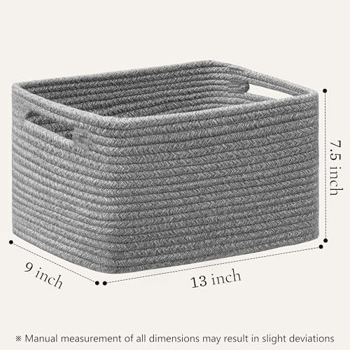 UBBCARE 4 Pack Storage Baskets for Shelves, Baskets for Organizing, Cube Shelf Storage Bin with Handles, Woven Storage Basket, 13"L x 9"W x 7.5"H, Grey - color: Grey, size: 4 Pack-13"(L)×9"(W)x7.5"(H)