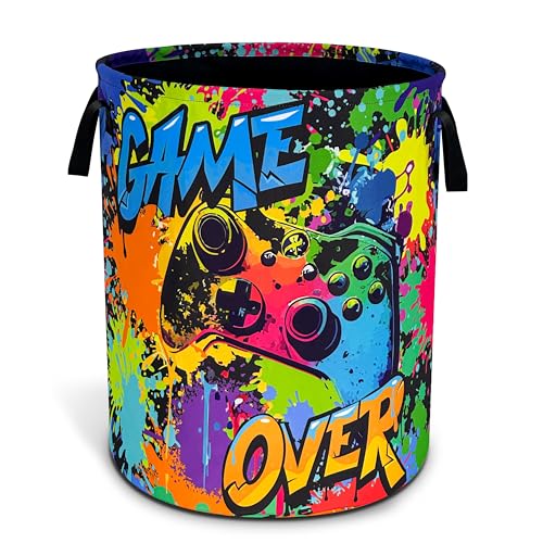 Game Joystick Laundry Basket Gamepad Oxford Cloth Laundry Hamper Funny With Handle Foldable Portable Clothes Storage Basket 18.9 X 16.5 In Storage Bag For Laundry Room/Bathroom/Bedroom/Dormitories - color: Game Joystick