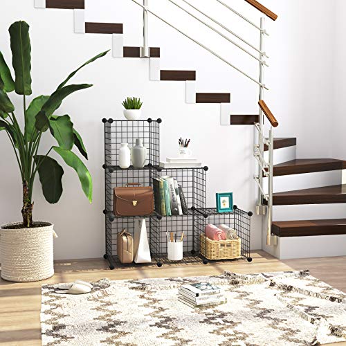 C&AHOME Wire Cube Storage, 6 - Cube Organizer Metal C Grids, Modular Shelves Units, Storage Bins Shelving, Closet Organizer, Ideal for Home, Office, Living Room, 36.6”L x 12.4”W x 36.6”H Black - color: Black, size: 6 Cube