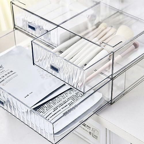 Desk Drawer Organizer, Stackable Office Supplies Desk Organizer, Plastic Plastic Storage Drawer, Desk Grocery Organizer For Stationery/Office Supplies (Clear, 2-Compartment) - color: Clear, size: 2drawers