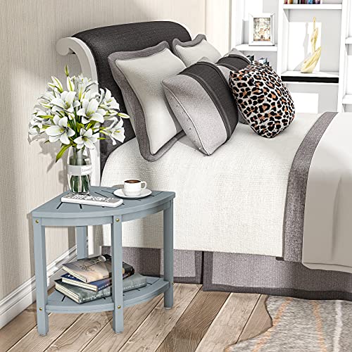 Bamfan Bamboo Corner Shower Bench Waterproof Stool with Space-Efficient Storage Shelf - Shower Stool Seat for Indoor or Outdoor Use(Bluish Grey) - color: Grey
