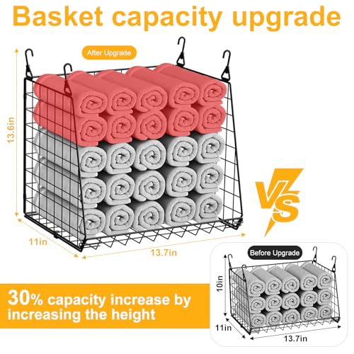 4-Pack Hanging Laundry Room Organizer：Foldable Laundry Room Organizaton Wire Basket with 360°Rotating Hooks Space Saving Over Washer and Dryer Shelves - Metal Laundry Basket Storage, Black Patent - size: 4-Pack 13.9*11*46inch