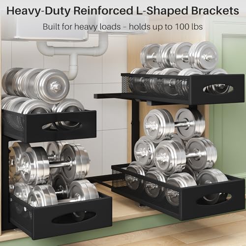 Under Sink Organizer, 2 Pack 2 Tier Pull out Cabinet Organizer Baskets with Mesh Sliding Drawers, Slide out Sink Storage Shelves for Home, Kitchen, Bathroom, Pantry, Office Organizers and Storag,Black - color: Black, size: 2 Pack