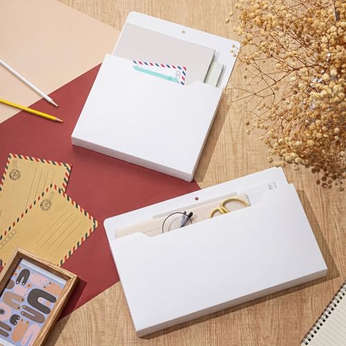 Fuutreo 6 Pcs Magnetic Wall File Organizer Magnetic Wall File Holder Refrigerator Magazine Holder for Mail Letters Paper(White,Horizontal & Vertical) - color: White, size: Horizontal & Vertical