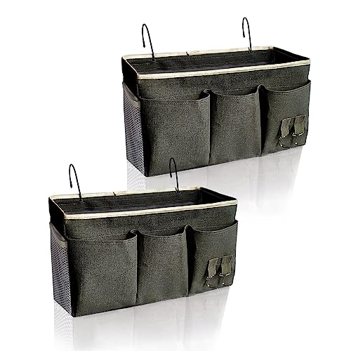 Bedside Caddy, Bedside Hanging Storage Organizer forBunk and Hospital Beds,College Dorm Bed，Can be Placed Glasses Books Mobile Phones(Black 2)… - color: 2pcs Black