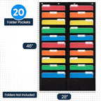 Essex Wares - 20 Pocket File Pocket Chart, Black, 28" Wide x 46" Tall - Versatile Wall Hanging File Folder Organizer for Classroom, Office, Home, and More - Wall Folder Organizer - 20 Pockets - size: 20 Pocket