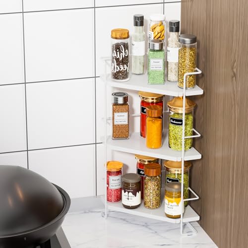 BOIVSHI 3-Tier Bathroom Countertop Organizer, Bathroom Organizers and Storage for Bathroom, Kitchen Counter, Corner Storage Shelf for Bedroom Storage Makeup Skincare Perfume (White) - color: White, size: 3-Tier