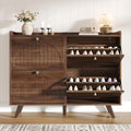 Decofy 47.2” Shoe Cabinet with 4 flip-Down Drawers, Three Adjustable Levels, freestanding Wooden Shoe Rack, Suitable for entryway, Hallway, and Living Room (Walnut) - size: 4 Flip-Down