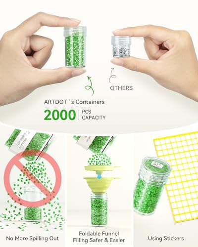 ARTDOT 240 Slots Storage Container for Diamond Painting Kits for Adults,Portable Diamond Painting Storage Box with Accessories and Tools - color: Green, size: X-Large