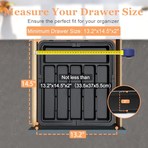 Spaclear Silverware Organizer Expandable Kitchen Utensil Drawer Organizer Large BPA Free Adjustable Cutlery Silverware Tray for Spoons Forks Knives Storage Divider for Kitchen Flatware 6-9 Slots Black - color: Black