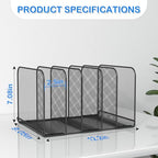 TOPCJ 5 Sections Desk File Holder/Rack/Sorter,Mesh File Organizer,File Folder Organizer,Metal Upright Desktop Organization for Documents,Magazine,Kitchenware,Antiskid,Antirust,Sturdy,2 Packs - style: 2 Packs