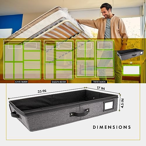 HOMELUX THEORY 2pc Low Profile Under Bed Storage Containers, Thin Under Couch Storage Organizer with Bins & Lids, Underbed Storage Box Ideal for Seasonal Clothes, Blankets, Fabric & Shoes (Dark Gray) - color: Dark Gray, size: Large Low Profile (2pc)