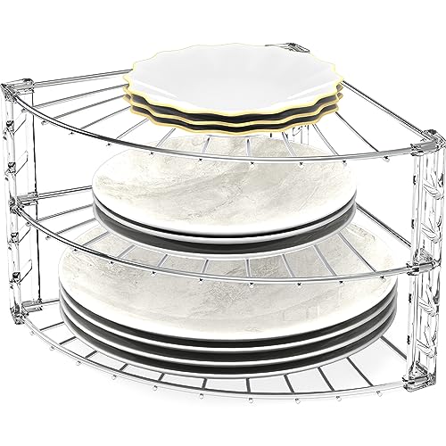 Simple Houseware 3-Tier Counter Corner Shelf Organizer, Chrome - color: Chrome