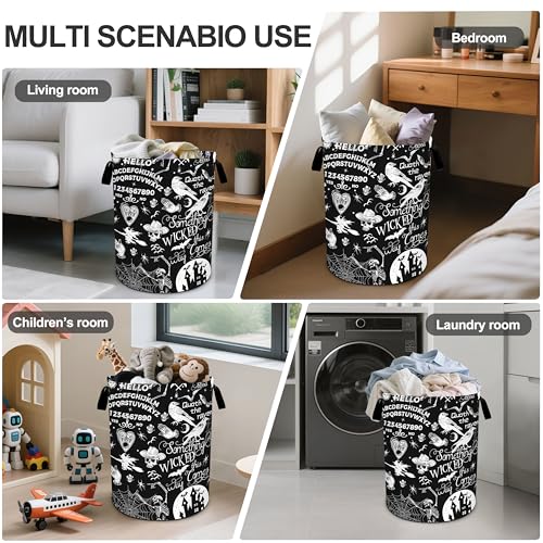 Halloween Black Laundry Basket Foldable Oxford Cloth Tote Bag Laundry Hamper Clothes Storage Bucket Organizer For Bathroom/Laundry Storage/Bedroom 19.6x15.7 Inch - color: Halloween Crow