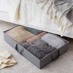 Amazon Basics Under Bed Storage Bags for Clothes, Blankets and Linens, Foldable Fabric Containers with Clear Window and Handles, 30.2" x 20" x 5.7", Gray, 2-Pack - size: 30.2" x 20" x 5.7", style: Flat Loop Handles Underbed - 2 Pack