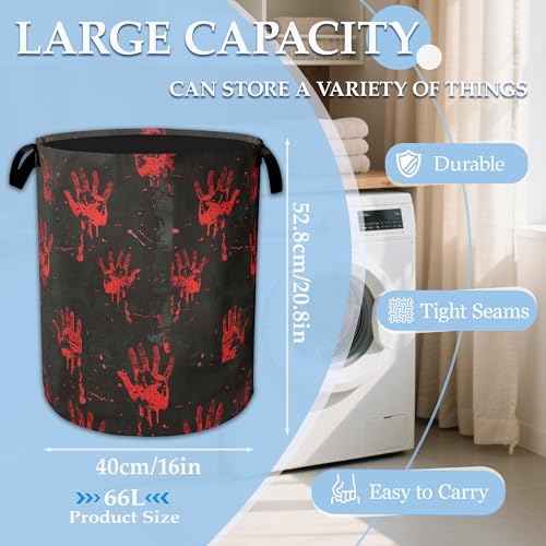 Halloween Blood Spatter Hand Laundry Basket Collapsible Laundry Hamper, Oxford Cloth Storage Bin for Room/Bathroom/Bedroom/Dormitories 16" X 20.8" - color: Halloween Blood Spatter Hand
