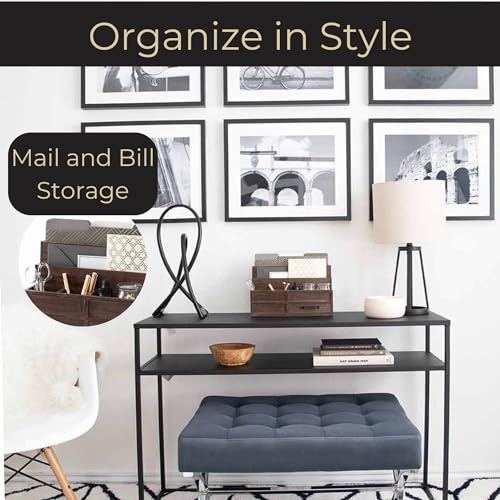 BLU MONACO | Wooden Mail Organizer with Drawer and Pen Holder | Mail Sorter Organizer Countertop for Desk or Kitchen | Outgoing Mail Holder Wood Desktop Storage - color: Brown