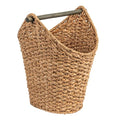 Creative Co-Op Bankuan Braided Oval Toilet Paper Basket with Wood Bar - color: Natural