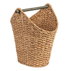 Creative Co-Op Bankuan Braided Oval Toilet Paper Basket with Wood Bar - color: Natural