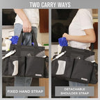 SCAVATA Compact Wearable Cleaning Caddy, Small Supplies Organizer with Handle & Shoulder Straps for Housekeepers, Under Sink & Car Cleaning Tool Organizer Bag (Black) - color: Black