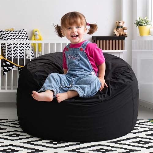 Hobestluk Bean Bag Chairs 2.5FT Bean Bag Chair with Memory Foam Filled & Machine Washable Cover,Beanbag Chair, Small Bean Bag Chairs for Playroom, Living Room, Bedroom - color: Black, size: 2.5FT - 28.5" x 28.5" x 17.8"