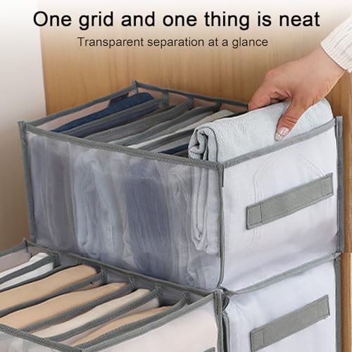 9 Compartment Clothing Organizer for Jeans and Shirts Storage Box with Handles Closet Drawer Solution for Home Use (Grey) - color: Grey3, size: 5.4X3.1X3.8inch