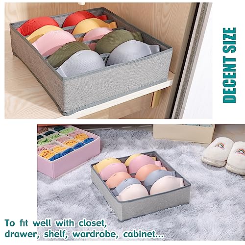 Bra Storage Drawers Organizer for Clothing Underwear Drawer Organizer Dividers Foldable Storage Cube Bins for Bra,Socks, Underwear,3 Pack （Grey） - color: Grey, size: 3 Pack