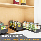 SpaceAid Pull Out Spice Rack Organizer for Cabinet, Heavy Duty Slide Out Seasoning Kitchen Organizer, Cabinet Organizer, with Labels, 7.7" W x10.8 D x4 H, 2 Drawers 1-Tier - style: Two 3"W Drawers, 1-Tier
