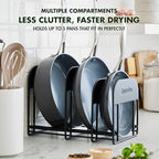 GreenPan Stainless Steel Wire Cookware Storage Rack, 5 Frying Pan Compartments, Countertop or Cabinent Organizer, Minimizes Clutter, Fast Drying, Wipes Clean, Black - size: Frying Pan Storage Rack