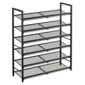 6 Tier Metal Shoe Rack, Tall Shoe Organizer Holds 24-30 Pairs, with Adjustable Flat or Angled Shelves, Shoe Storage Shelf for Closet, Entryway, Garage, Black - size: 6-Tier