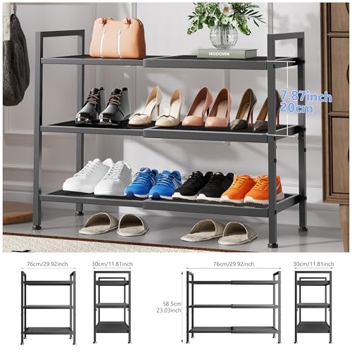 3 Tier Shoe Rack, Expandable Shoe Rack for Closet, Adjustable Shoe Organizer for Entryway, Shoe Storage Organizer for Door Entrance, Garage, Bedroom - size: 3-Tier