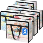 TasticTotes 6 Pack Clear Storage Bags for Comforter, Clothes & Bedding, Plastic Blanket Storage with Zipper and Handle, Moving Bags, Closet Organizer and Under-Bed Storage (40L) - size: 40L