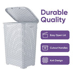 Superio Slim Deluxe Laundry Hamper Wicker, 60 Liter Ivory, Beige, Model:502-503-504 - color: White Smoke, size: 1-pack