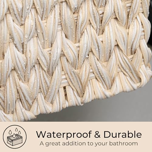 GRANNY SAYS Wicker Storage Baskets for Shelves, Waterproof Wicker Baskets for Organizing, Woven Basket for Shelves, Decorative Basket for Entryway, Butter Milk - color: Butter Milk, size: 15"L x 11"W x 6¾"H