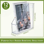 12 Pcs Clear Acrylic Magazine File Holder Plastic Desk Organizer with Handle Basics Vertical Magazine Rack Desk Folder Document Storage Organizer for Home Office School Work Study Desktop Supplies