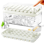 Ice Cube Tray with Lid and Bin, 2 Pack for Freezer, 64 Pcs Ice Cube Mold (White) - color: White