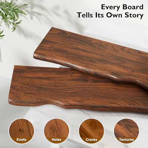 Solid Wood Live Edge Floating Shelves Set of 2 – 24" Rustic Wall Shelf with Hidden Bracket System, Wall Mounted Shelves for Bathroom, Kitchen, Living Room, Bedroom (Glazed Walnut) - color: Glazed Walnut, size: 24 inch - 2pcs