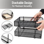 Mind Reader Paper Tray, Desk Organizer, Stackable, Storage, Office, Metal Mesh, 10.5" L x 13.25" W x 7.5" H, Set of 2, Black - size: 2-Pack