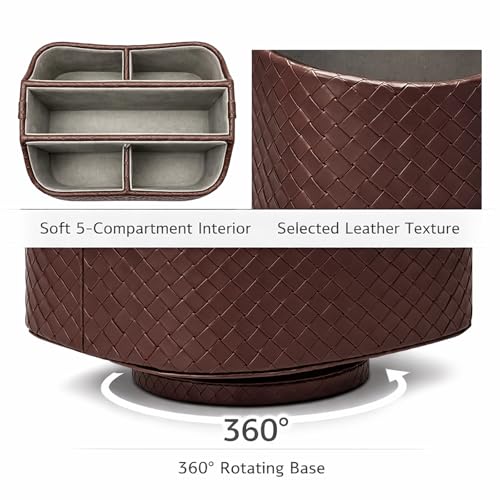 UnionBasic Rotating Desk Organizer, 360 Desk Spinning Caddy, Desktop TV Guide/Mail/Media/Remote Controller Holder Organizer, Woven Coffee - color: Woven Coffee