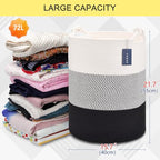 COMSE Extra Large Blanket Basket, Tall Woven Storage Basket, Nursery Hamper, 15.7”x 21.7”, Cotton Rope Laundry Hamper for Toys Clothes Towels, White/Gray/Black - color: White & Gray & Black