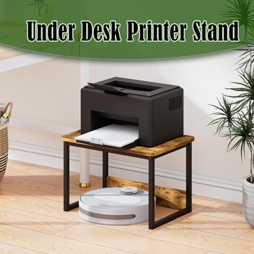 MARTY Printer Stand with Storage for Desk, Desktop Printer Stand Shelf Organzier for Home/Office Heavy Duty Printer Riser Under Desk Small Printer Table for Fax Machine Copier Scanner(Rustic Brown) - color: Rustic Brown, size: 2 Tier