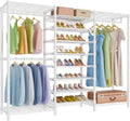 VIPEK S3 Freestanding Clothes Rack Heavy Duty Garment Rack 6-Tier Shoe Racks Closet Storage Organizer Large Wardrobe, Hanging Rod, Adjustable Metal Shelf, 68.9" L x 15.7" W x 76.4" H, White - color: White, style: S3