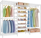VIPEK S3 Freestanding Clothes Rack Heavy Duty Garment Rack 6-Tier Shoe Racks Closet Storage Organizer Large Wardrobe, Hanging Rod, Adjustable Metal Shelf, 68.9" L x 15.7" W x 76.4" H, White - color: White, style: S3