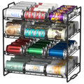 4 Tiers Stackable Can Rack Organizer, Wear-resistant Upgrade Beverage Food Can Dispenser Holder Holds up to 48 Cans for Kitchen Cabinet and Pantry (Black) - color: Black