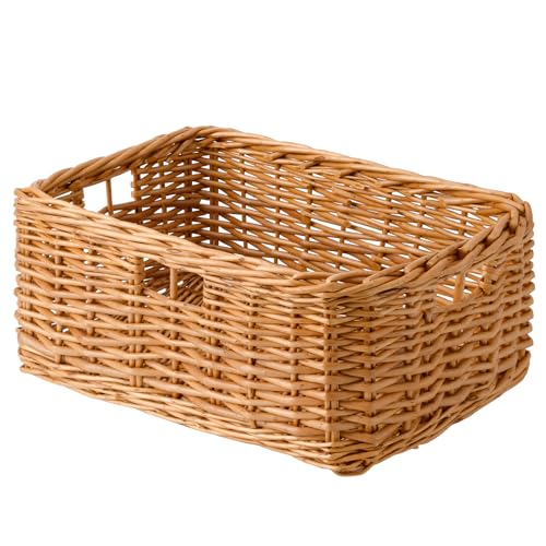 StorageWorks Pantry Baskets, Willow Storage Baskets for Organizing, Shelves, Pantry Organizers and Storage, Brown, 15"L x 11"W x 6 ¾"H - color: Willow(Light Brown), size: 15"L x 11"W x 6 ¾"H