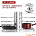 CAXXA Heavy Duty Pan Rack, Pot Lid Rack, Kitchen Cabinet Pantry Cookware Organizer Rack Holder with 5 Adjustable Dividers, Chrome (Pack of 2) - size: 12.8 x 10.4 x 8.9 INCH (Pack of 2)