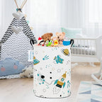 LANGYASHAN Storage Bin, Canvas Fabric Collapsible Organizer Basket for Laundry Hamper,Toy Bins,Gift Baskets, Bedroom, Clothes,Baby Nursery (Round space astronaut) - color: A Space astronaut