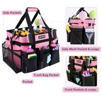 Large Rolling Cleaning Caddy Bag with Wheels, with Detachable Trolley, Cleaning Bags on Wheels for Housekeepers, Cleaning Cart Supplies Organizer for Home, Car, Picnic (Pink) - color: Pink